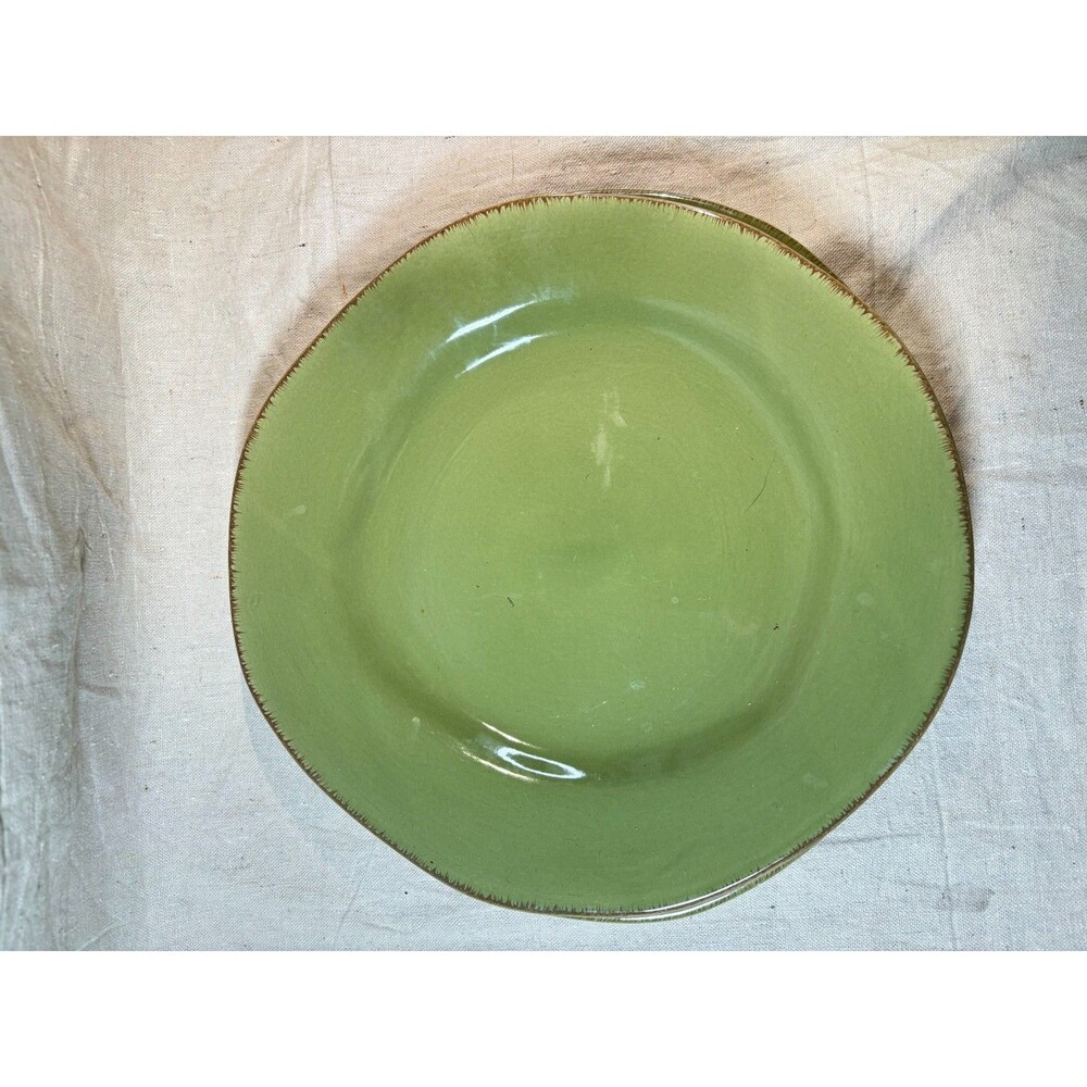 Pier 1 Elemental Sage Green Earthenware 11.75” Plates (2) & 10.75" Bowl Set - Picture 4 of 11